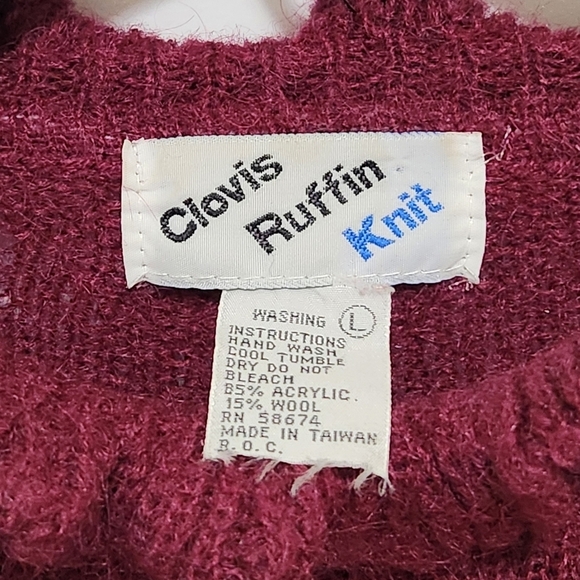 Vtg 80s Clovis Ruffin Knit Women's L Pointelle Knit Ruffle Sweater Romantic - Picture 7 of 7